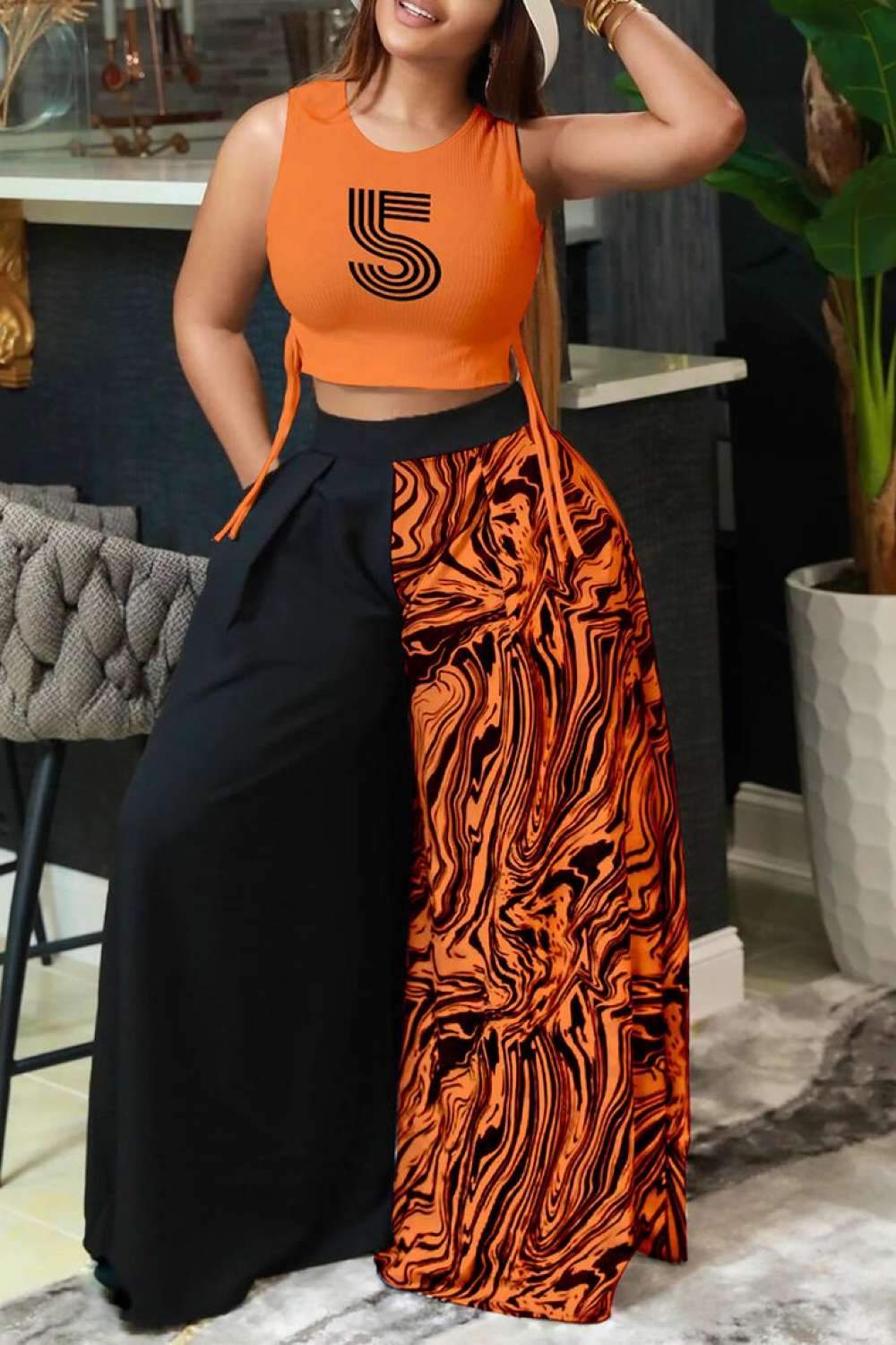 Trendy Graphic Tee and Wide Leg Pants