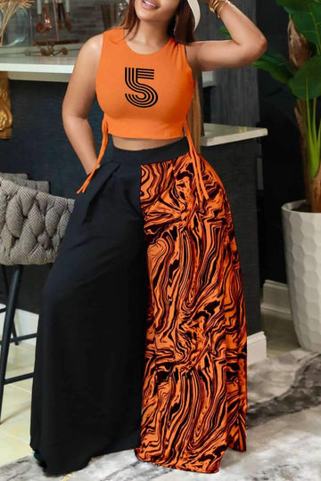 Trendy Graphic Tee and Wide Leg Pants