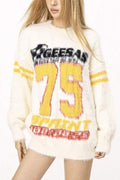 NUMBER PRINT PULLOVER SWEATER