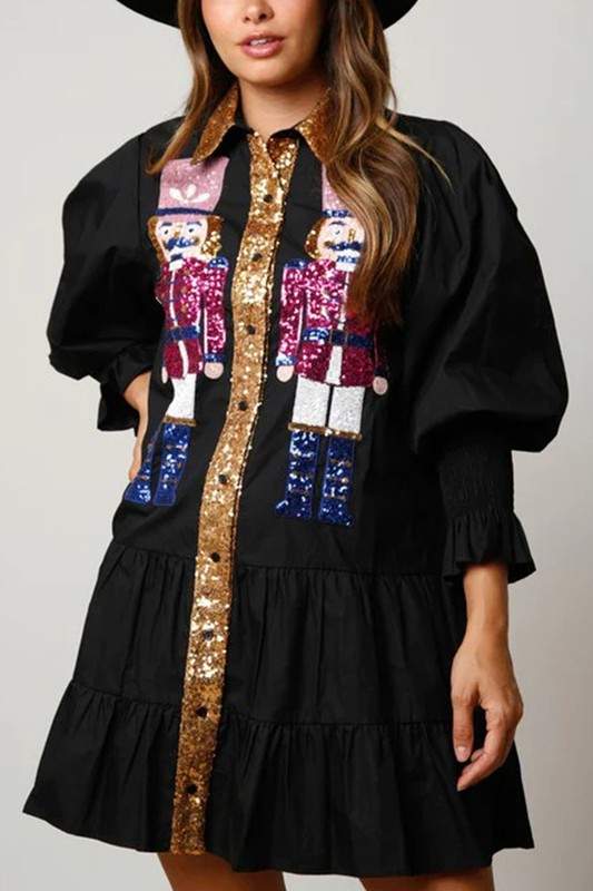 CHRISTMAS PLEATED MINI DRESS