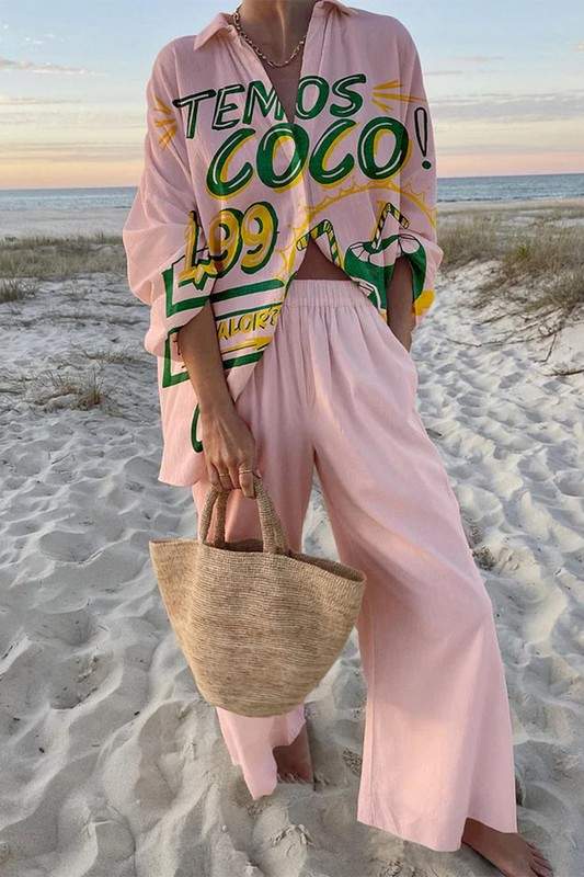 PRINTED CASUAL PANS SHORTS SET