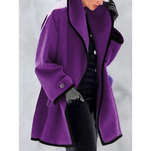 ROUND NECK LOOSE HOODED WOOLEN COAT