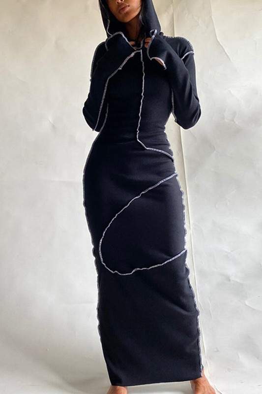 INSIDE OUT HOODED LONGLINE DRESS