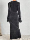 2PCS SET SOLID COLOR LONG SLEEVE TOP AND SKIRT - Missyess