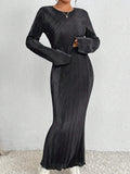 2PCS SET SOLID COLOR LONG SLEEVE TOP AND SKIRT - Missyess