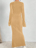 2PCS SET SOLID COLOR LONG SLEEVE TOP AND SKIRT - Missyess