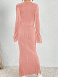 2PCS SET SOLID COLOR LONG SLEEVE TOP AND SKIRT - Missyess