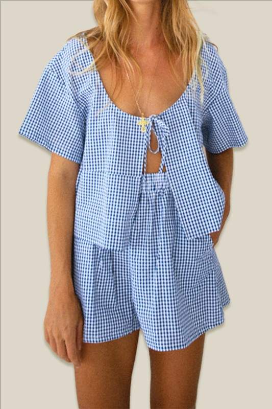 CHECKERED TOP SHORTS SET