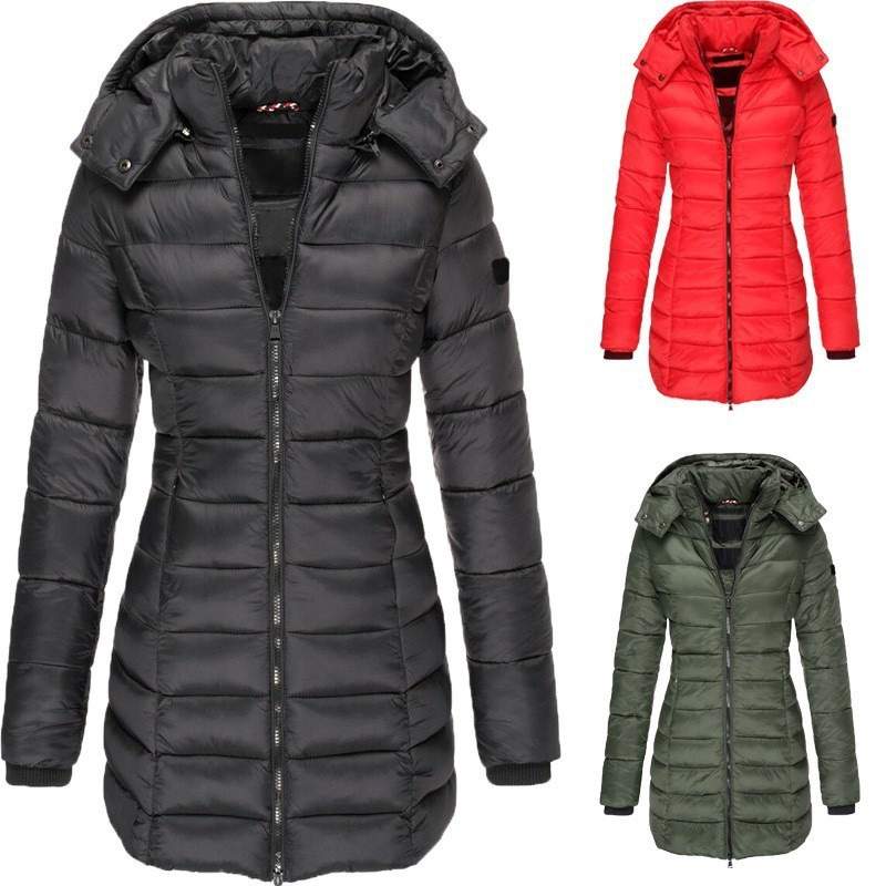   WOMEN S MID LENGTH SLIM FIT COTTON PADDED JACKET WARM DOWN COTTON PADDED JACKET