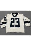 NUMBER PRINT V NECK SWEATER