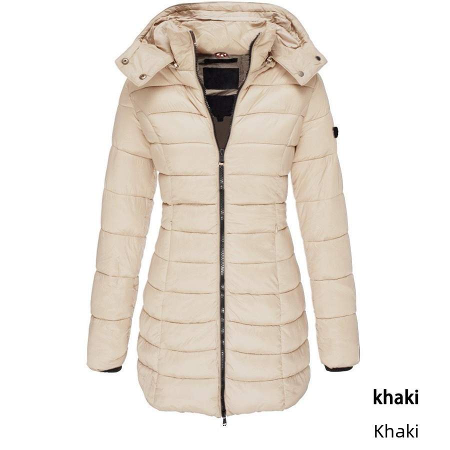   WOMEN S MID LENGTH SLIM FIT COTTON PADDED JACKET WARM DOWN COTTON PADDED JACKET