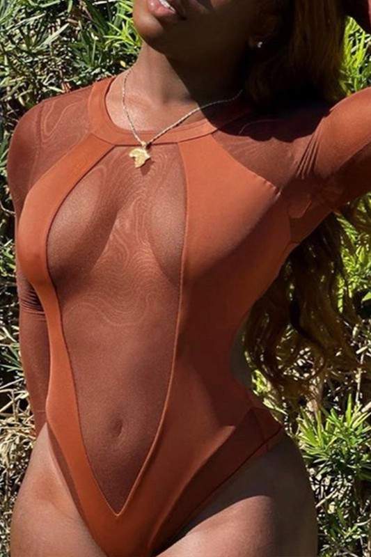 MESH LONG SLEEVE BODYSUIT TOP