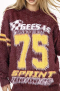 NUMBER PRINT PULLOVER SWEATER