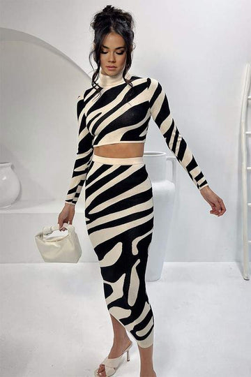 KNITTED SHIRT AND SKIRT SET