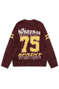 NUMBER PRINT PULLOVER SWEATER