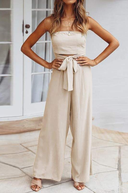 SOLID TUBE TOP PANTS SET