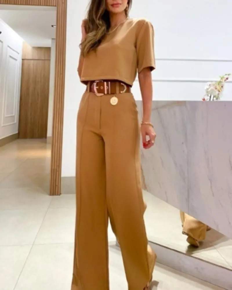 Casual Green Two-Piece Set for Everyday