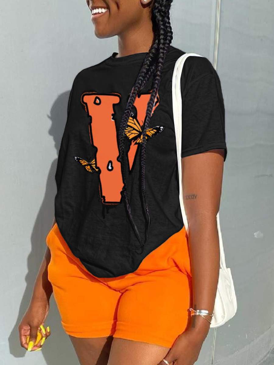 BUTTERFLY LETTER PRINT SHORTS SET