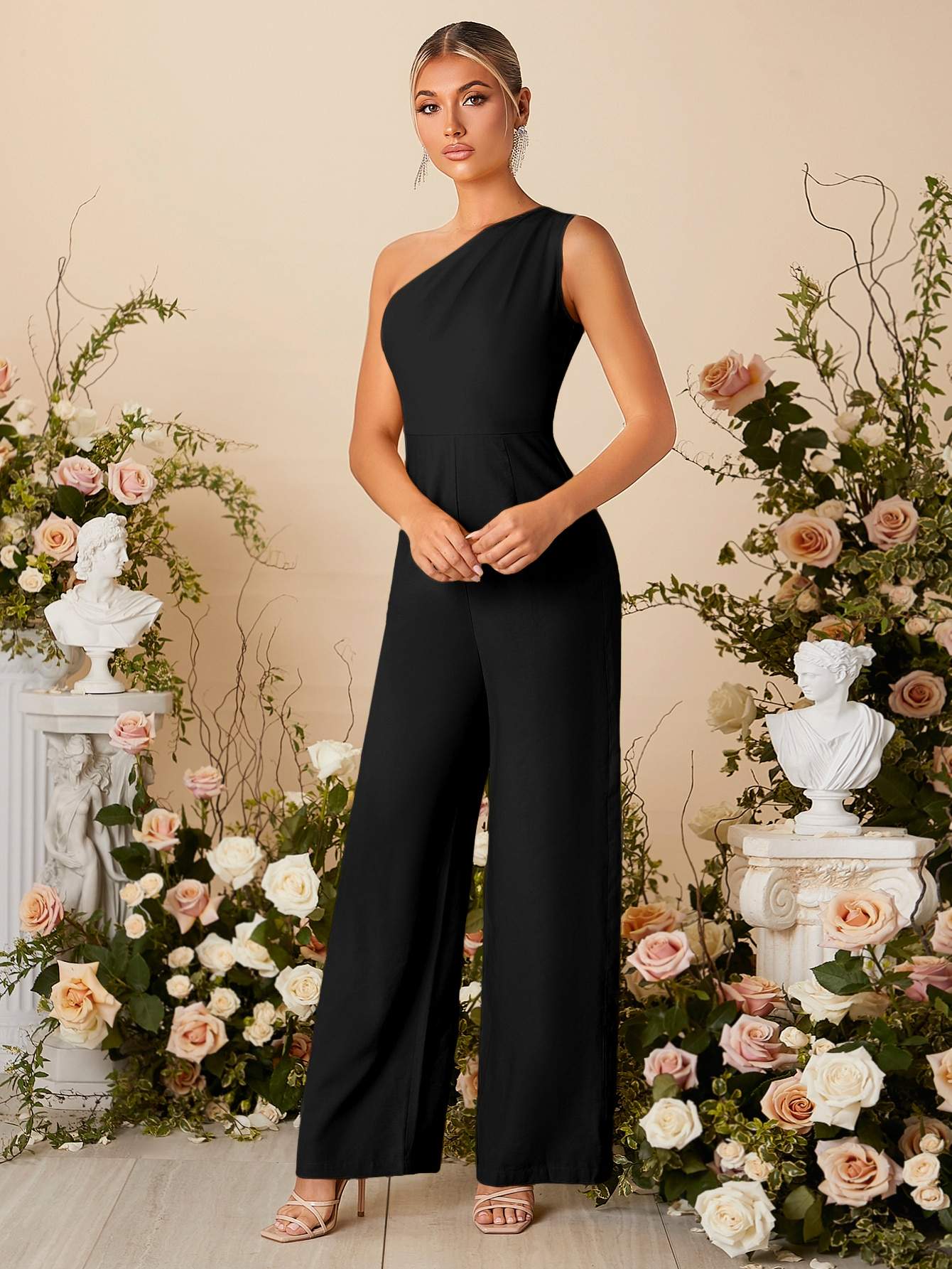 ONE SHOULDER WIDE LEG JUMPSUIT