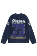 NUMBER PRINT PULLOVER SWEATER