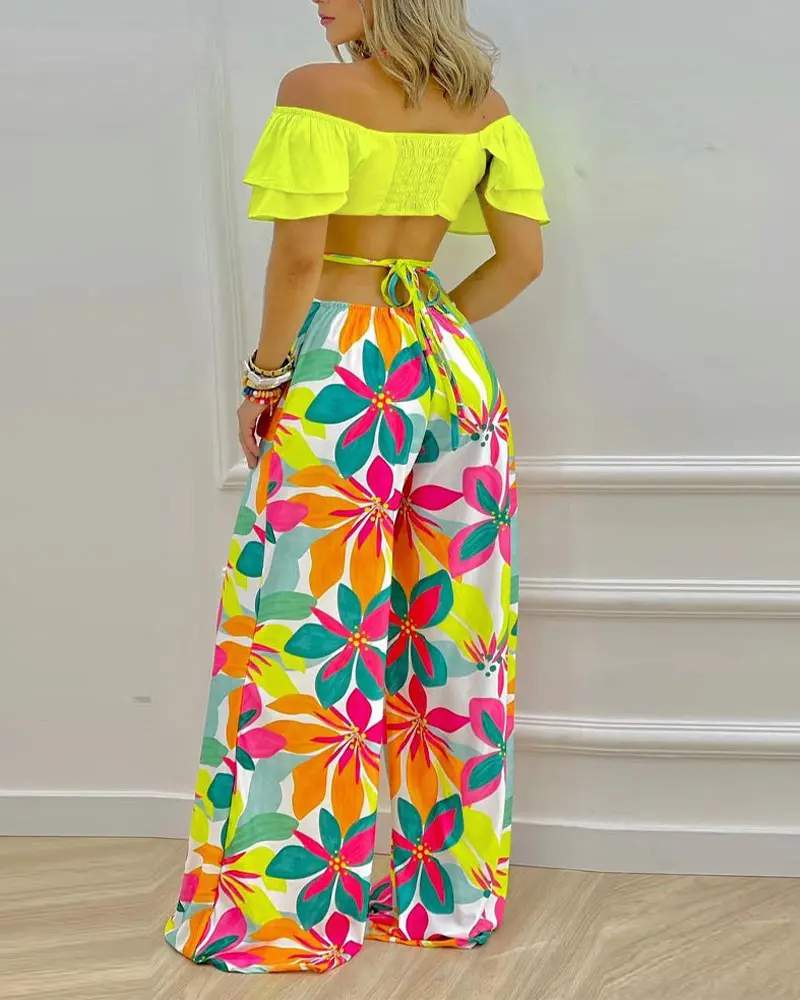 Festival Attire: Floral Pants & Off-Shoulder Top