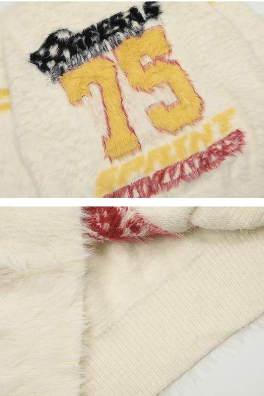 NUMBER PRINT PULLOVER SWEATER