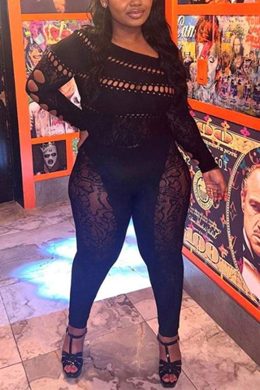 OFF SHOULDER MESH JUMPSUITS