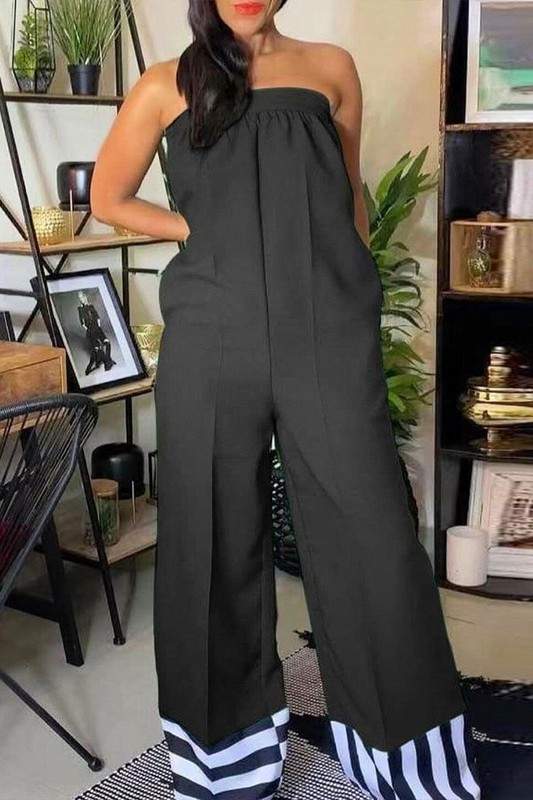 STRAPLESS WIDE LEG JUMPSUITS