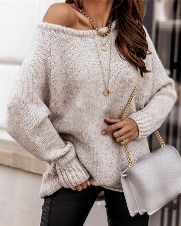 NEW Long Sleeve PLain Knit Casual Sweater