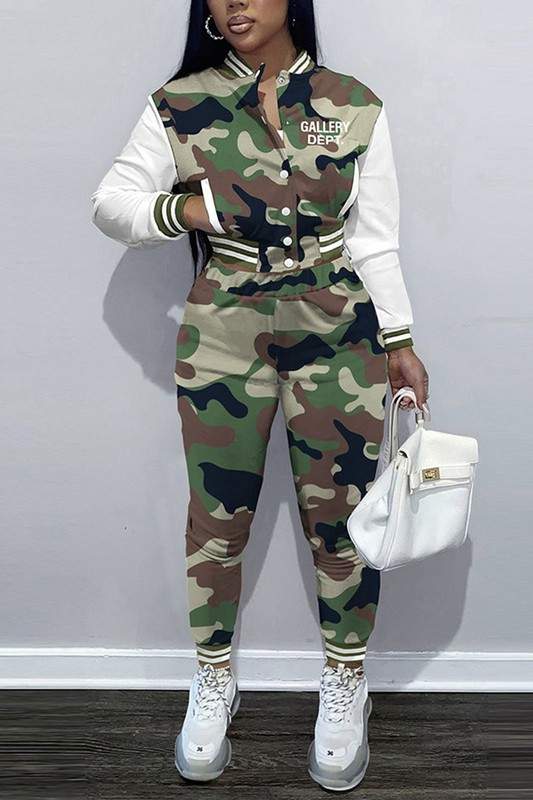 Printed Bomber Jacket and Pants Set