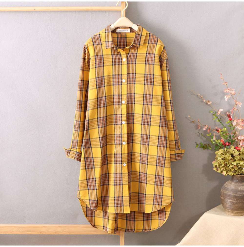 Plad Button-Up: Stylish Oversized Top