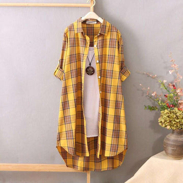 Plad Button-Up: Stylish Oversized Top
