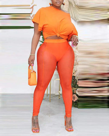 Trendy Cutout Top, Matching Leggings Set