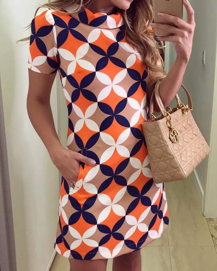 Women's Geometric Dress, Comfortable Fit