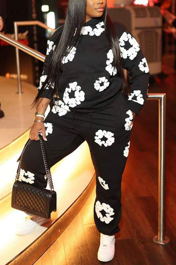 FLORAL HOOD TOP AND PANTS SET