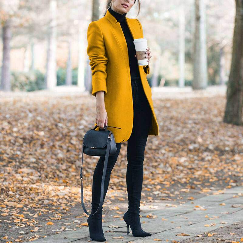  SOLID COLOR STAND COLLAR WOOL COAT
