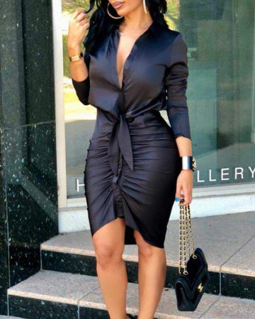 Trendy Party Dress with Tie at Waist
