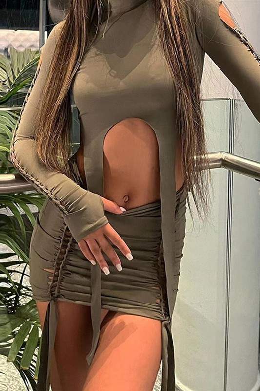 CORSET STYLE CROPPED TOP AND MINI SKIRT SET