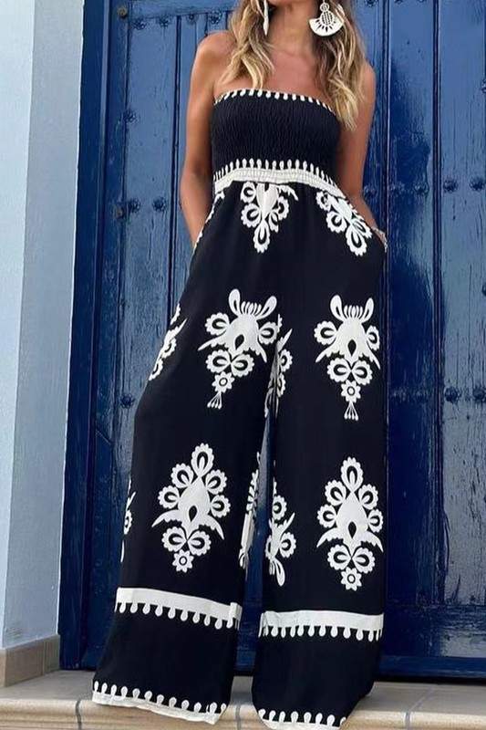 Strapless Casual Outfit, Bohemian Jumpsuit