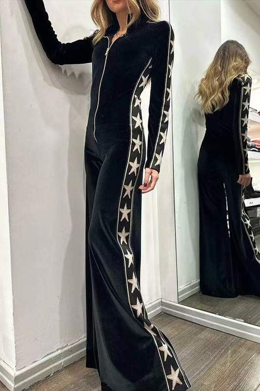VELVET STAR ACCENT JUMPSUIT