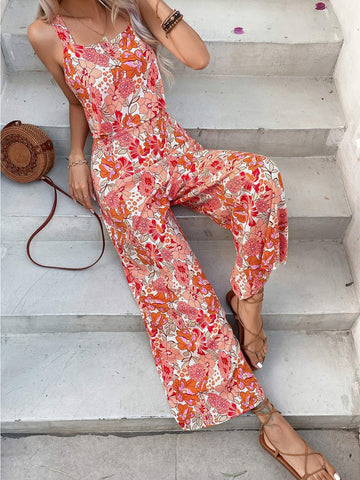 VCAY FLORAL PRINT WIDE LEG CAMI JUMPSUIT