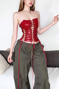 FAUX LEATHER BUSTIER TOP