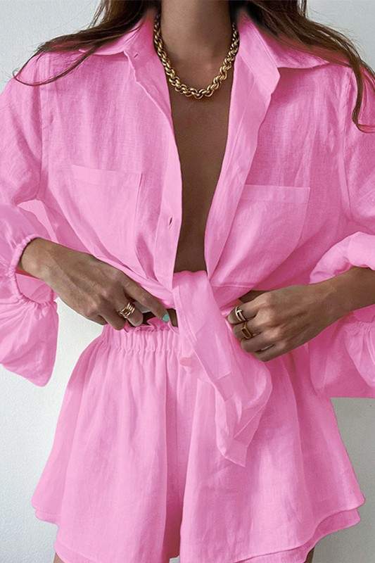 LINEN SHIRT AND SHORTS SET
