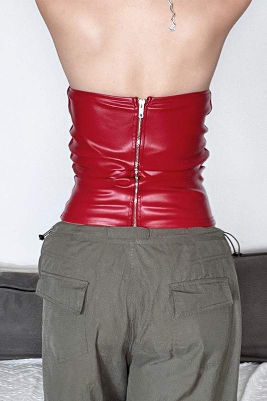FAUX LEATHER BUSTIER TOP