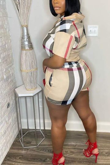 PLAID T SHIRT AND SHORTS SET