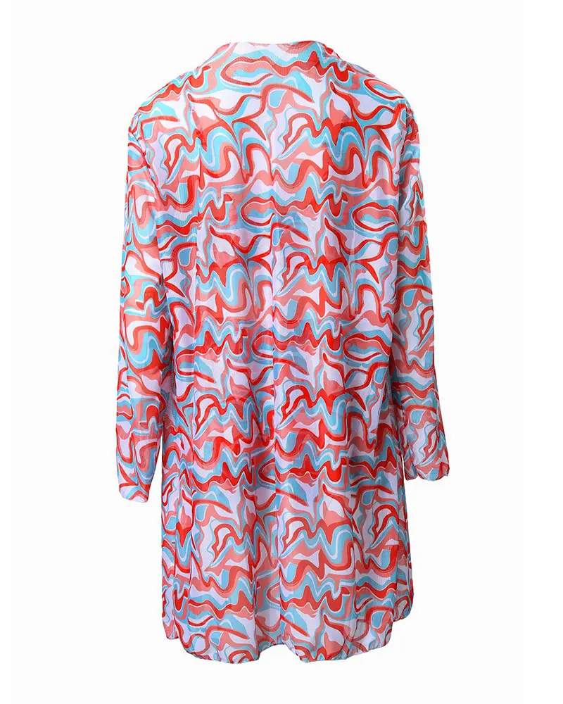 3PCS ALLOVER PRINT DRAWSTRING BIKINI SET WITH COVER UP - Missyess