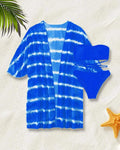 3PCS CRISSCROSS BIKINI SET WITH TIE DYE PRINT COVER UP - Missyess