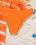 3PCS CRISSCROSS BIKINI SET WITH TIE DYE PRINT COVER UP - Missyess