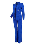 3PCS DOUBLE BREASTED BLAZER PANTS SET WITH CROP TOP - Missyess
