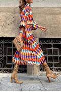 3 4 SLEEVES VINTAGE PRINT MIDI DRESS - Missyess